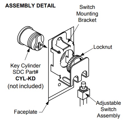 SDC 800 Single Gang 1/4 inch Aluminum Plate Key Switch
